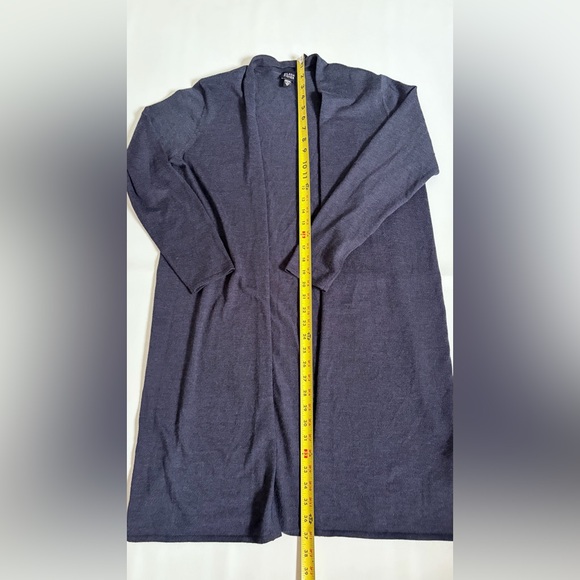 Eileen Fisher Open Front Merino Wool Long Cardigan in Navy Blue size Medium - Picture 10 of 14